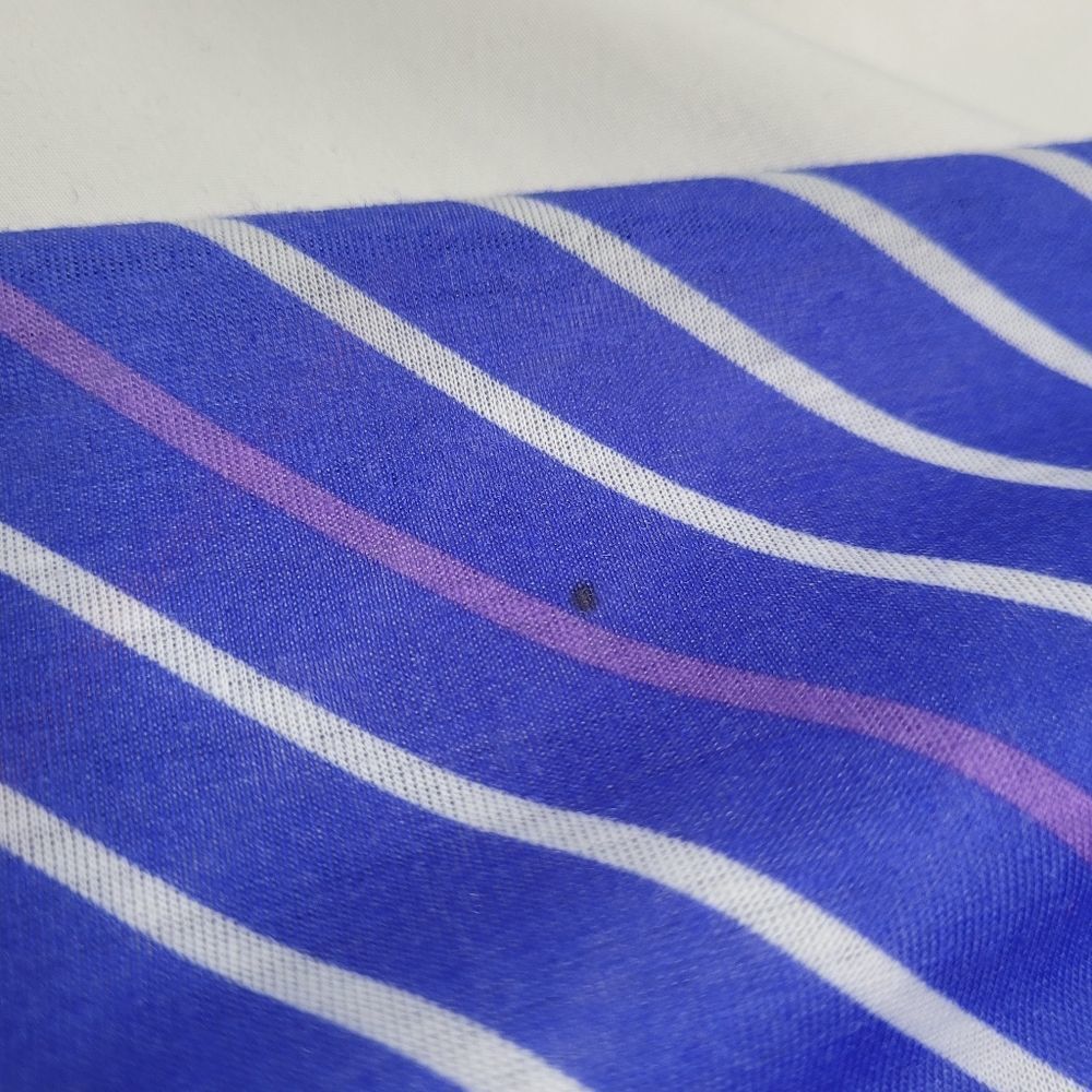 VINTAGE 70s‎ dress blue striped puff sleeve tie waist midi M - Picture 6 of 11